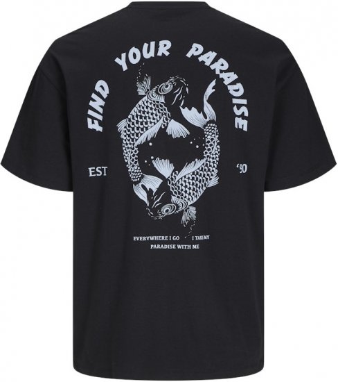 Jack & Jones Charge Crew Neck Printed T-Shirt Black - Majice Kratkih Rukava - Muške Majice Kratkih Rukava Veliki Brojevi 