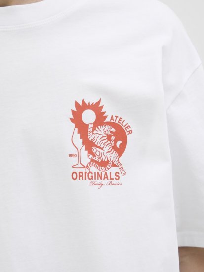  Jack & Jones Bellagio Collage Crew Neck T-Shirt Bright White - Majice Kratkih Rukava - Muške Majice Kratkih Rukava Veliki Brojevi 