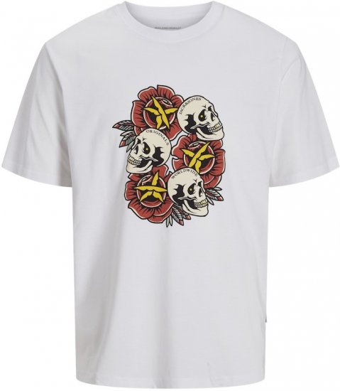 Jack & Jones Anatomy Skull Crew Neck T-Shirt Bright White - Majice Kratkih Rukava - Muške Majice Kratkih Rukava Veliki Brojevi 