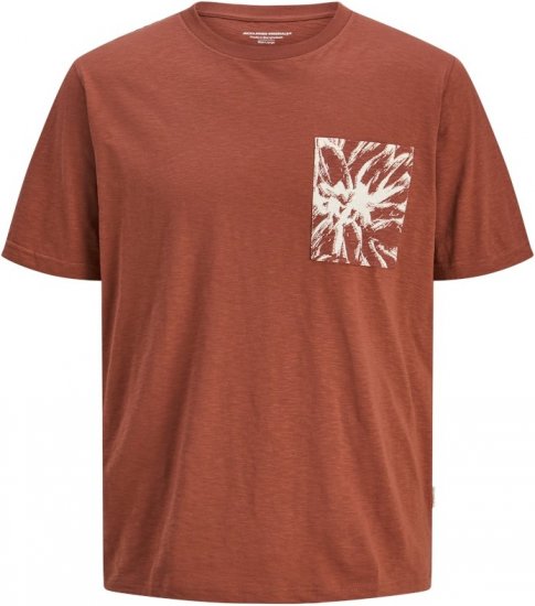 Jack & Jones Split Pocket Print T-Shirt Brown - Majice Kratkih Rukava - Muške Majice Kratkih Rukava Veliki Brojevi 