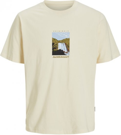 Jack & Jones Split Front Graphic Crew Neck T-Shirt Antique White - Majice Kratkih Rukava - Muške Majice Kratkih Rukava Veliki Brojevi 