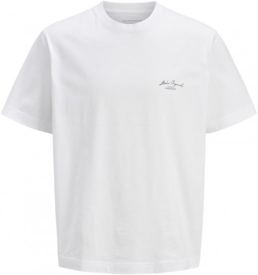 Jack & Jones Lington Back And Front Print Crew Neck T-Shirt Bright White - Majice Kratkih Rukava - Muške Majice Kratkih Rukava Veliki Brojevi 