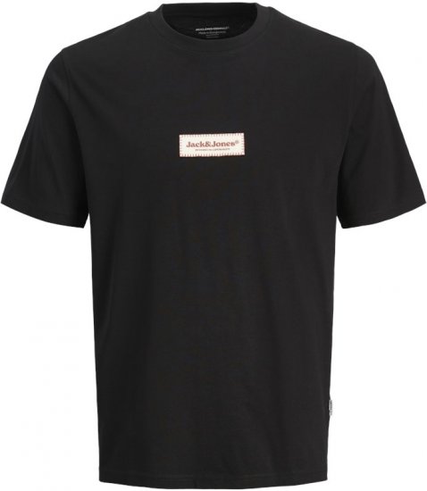 Jack & Jones Split Fakestitch Branding T-Shirt Black - Majice Kratkih Rukava - Muške Majice Kratkih Rukava Veliki Brojevi 