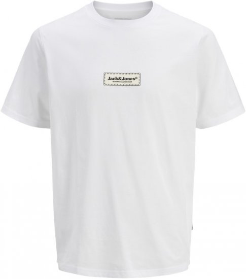 Jack & Jones Split Fakestitch Branding T-Shirt Bright White - Majice Kratkih Rukava - Muške Majice Kratkih Rukava Veliki Brojevi 