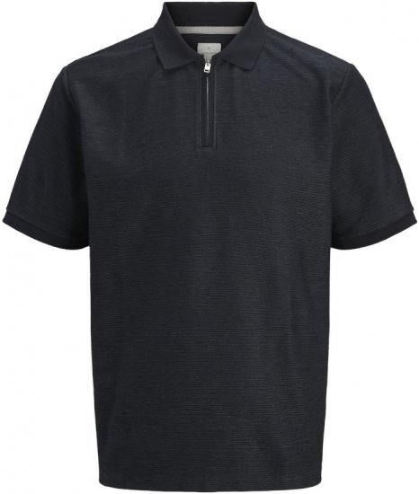 Jack & Jones Ronnie Polo with Zipper Black - Polo majice - Muške Polo Majice Veliki Brojevi