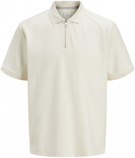 Jack & Jones Ronnie Polo with Zipper Bright White - Polo majice - Muške Polo Majice Veliki Brojevi