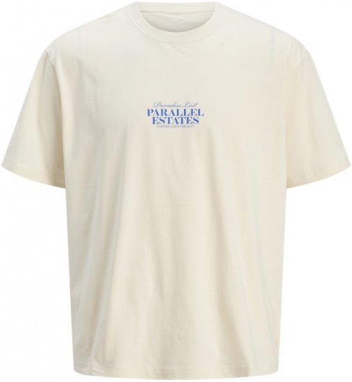 Jack & Jones Parallel Crew Neck T-Shirt Antique White - Majice Kratkih Rukava - Muške Majice Kratkih Rukava Veliki Brojevi 