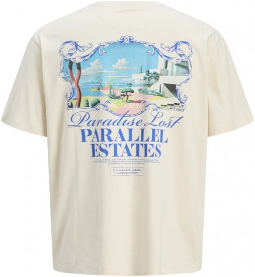 Jack & Jones Parallel Crew Neck T-Shirt Antique White - Majice Kratkih Rukava - Muške Majice Kratkih Rukava Veliki Brojevi 