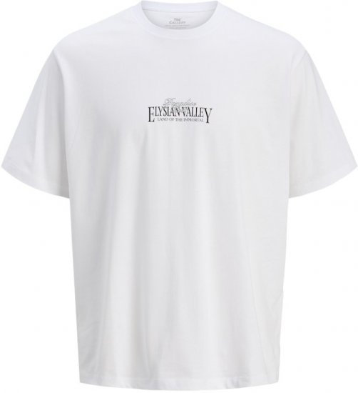 Jack & Jones Parallel Crew Neck T-Shirt Bright White - Majice Kratkih Rukava - Muške Majice Kratkih Rukava Veliki Brojevi 
