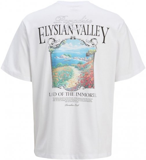 Jack & Jones Parallel Crew Neck T-Shirt Bright White - Majice Kratkih Rukava - Muške Majice Kratkih Rukava Veliki Brojevi 