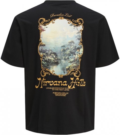 Jack & Jones Parallel Crew Neck T-Shirt Black - Majice Kratkih Rukava - Muške Majice Kratkih Rukava Veliki Brojevi 