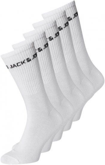 Jack & Jones BASIC LOGO Tennis Socks 5-Pack White - Donje rublje & kupaće hlače - muške donje rublje veliki brojevi