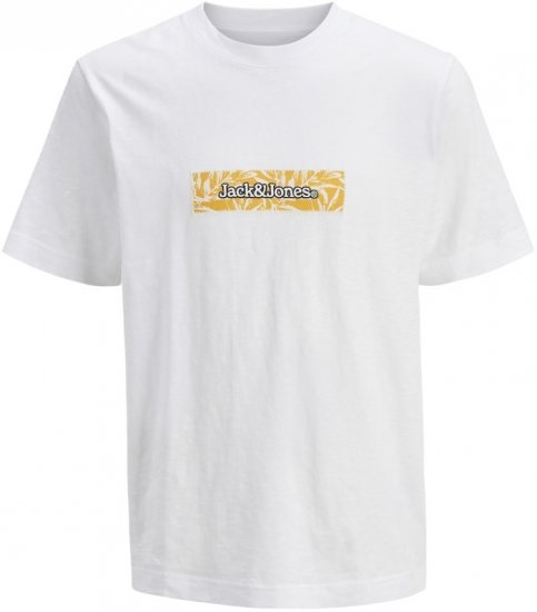 Jack & Jones Split Branding AOP Crew Neck T-Shirt Bright White - Majice Kratkih Rukava - Muške Majice Kratkih Rukava Veliki Brojevi 