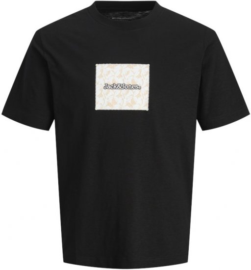Jack & Jones Split Branding AOP Crew Neck T-Shirt Black - Majice Kratkih Rukava - Muške Majice Kratkih Rukava Veliki Brojevi 