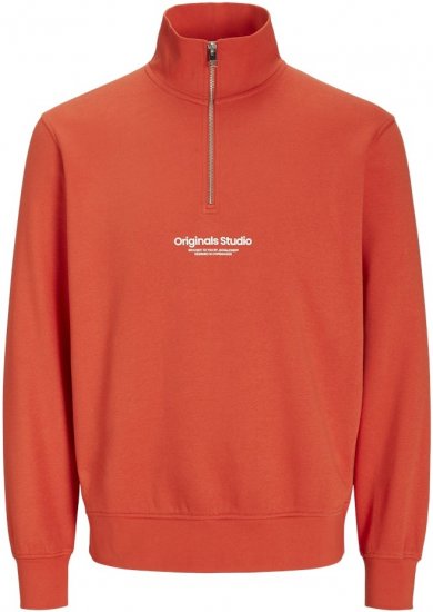 Jack & Jones Esterbro High Neck Quarter Zip Sweatshirt Red - Puloveri & dukserice - Muške Puloveri & dukserice veliki brojevi