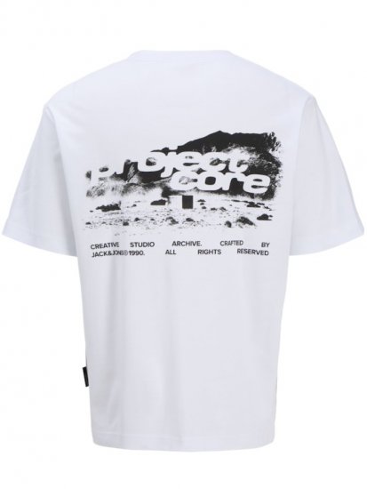 Jack & Jones Summer Sago Print Crew Neck T-Shirt Bright White - Majice Kratkih Rukava - Muške Majice Kratkih Rukava Veliki Brojevi 