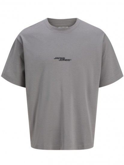 Jack & Jones Summer Sago Print Crew Neck T-Shirt Gray Flannel - Majice Kratkih Rukava - Muške Majice Kratkih Rukava Veliki Brojevi 