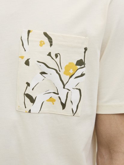  Jack & Jones Tavira Aop Pocket Crew Neck T-Shirt Antique White - Majice Kratkih Rukava - Muške Majice Kratkih Rukava Veliki Brojevi 