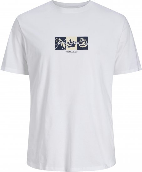 Jack & Jones Canggu Crew Neck T-Shirt Bright White - Majice Kratkih Rukava - Muške Majice Kratkih Rukava Veliki Brojevi 