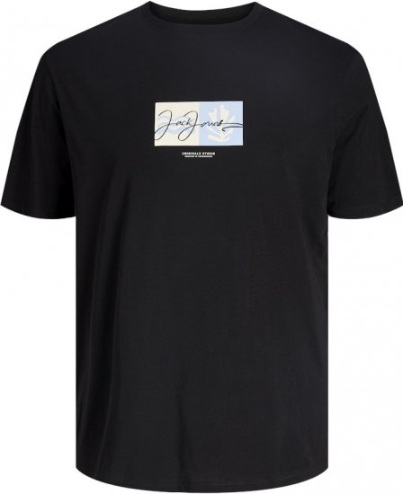 Jack & Jones Canggu Crew Neck T-Shirt Black - Majice Kratkih Rukava - Muške Majice Kratkih Rukava Veliki Brojevi 