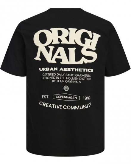  Jack & Jones Tavira Type Crew Neck T-Shirt Black - Majice Kratkih Rukava - Muške Majice Kratkih Rukava Veliki Brojevi 