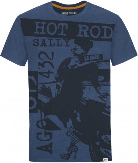 Motley Denim Jackson T-Shirt Dark Indigo - Majice Kratkih Rukava - Muške Majice Kratkih Rukava Veliki Brojevi 