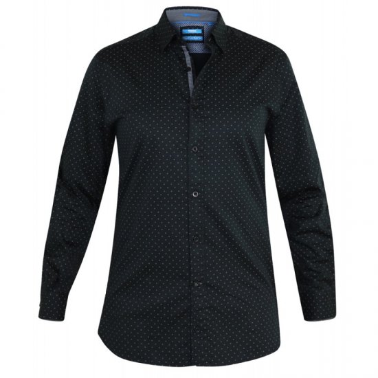D555 Jahine Long Sleeve Printed Shirt Black - Košulje - Muške Košulje Veliki Brojevi