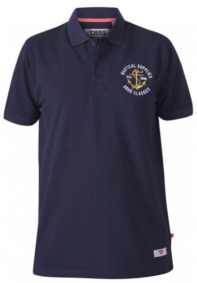 D555 Jefferson Short Sleeve Pique Polo Navy - Polo majice - Muške Polo Majice Veliki Brojevi