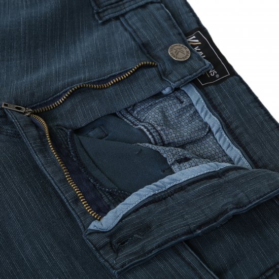 Kam Jeans 264 Slub Weave 5 Pocket Stretch Pants Smokey Blue - Traperice & hlače - Muške Traperice i Hlače Veliki Brojevi