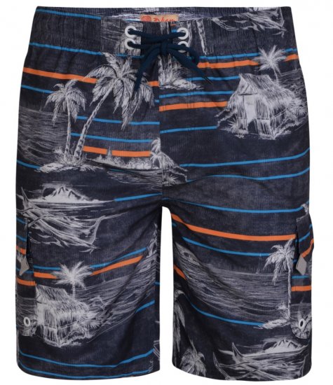 Kam Jeans Palm Print Swim Shorts Charcoal - Donje rublje & kupaće hlače - muške donje rublje veliki brojevi