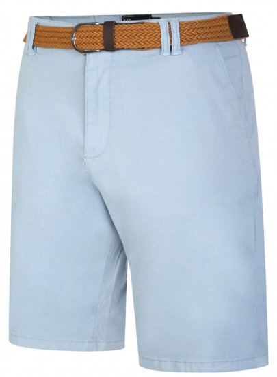 Kam Jeans 3401 Belted Oxford Stretch Chino Shorts Blue - Kratke hlače - Muške Kratke Hlače Veliki Brojevi 