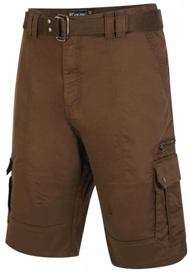 Kam Jeans 343 Cargo Stretch Shorts with Belt Khaki - Kratke hlače - Muške Kratke Hlače Veliki Brojevi 