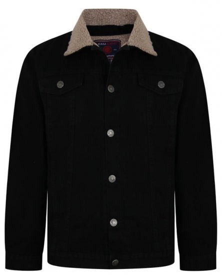Kam Jeans 406 Sherpa Lined Denim Jacket Black - Jakne - Muške Jakne Veliki Brojevi