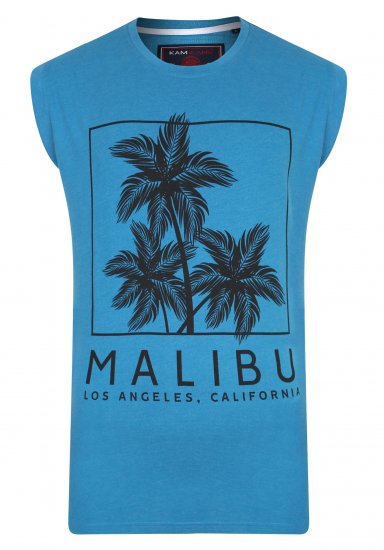 Kam Jeans Malibu Sleeveless Turk Blue - Majice Kratkih Rukava - Muške Majice Kratkih Rukava Veliki Brojevi 