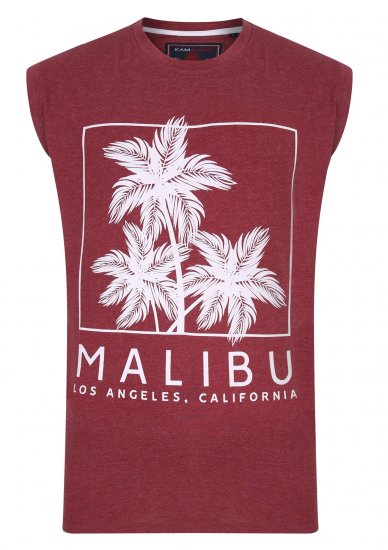 Kam Jeans Malibu Sleeveless Wine - Majice Kratkih Rukava - Muške Majice Kratkih Rukava Veliki Brojevi 