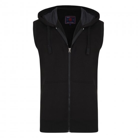 Kam Jeans Sleeveless Zip Thru Hoody Black - Puloveri & dukserice - Muške Puloveri & dukserice veliki brojevi