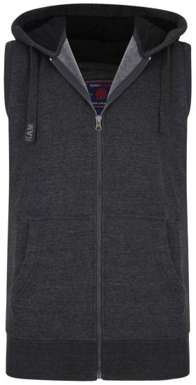 Kam Jeans Sleeveless Zip Thru Hoody Charcoal - Puloveri & dukserice - Muške Puloveri & dukserice veliki brojevi
