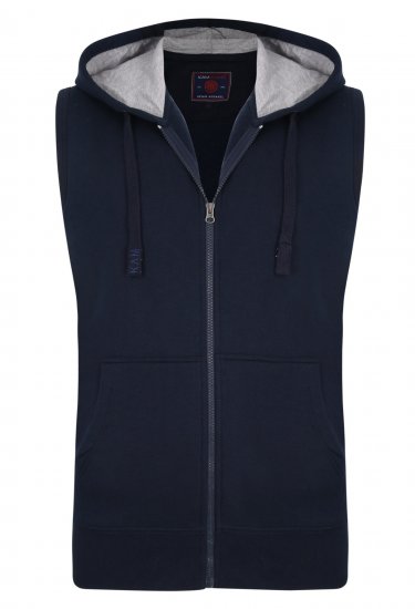 Kam Jeans Sleeveless Zip Thru Hoody Navy - Puloveri & dukserice - Muške Puloveri & dukserice veliki brojevi
