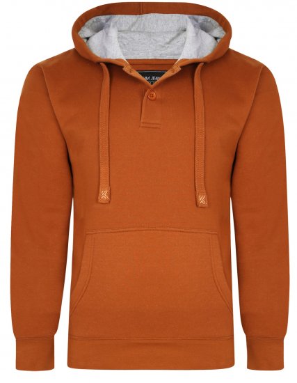 Kam jeans 508B 1/4 Button Thru Over The Head Hoody Mustard - Puloveri & dukserice - Muške Puloveri & dukserice veliki brojevi