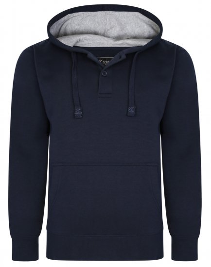 Kam Jeans 508B 1/4 Button Hoodie Navy - Puloveri & dukserice - Muške Puloveri & dukserice veliki brojevi