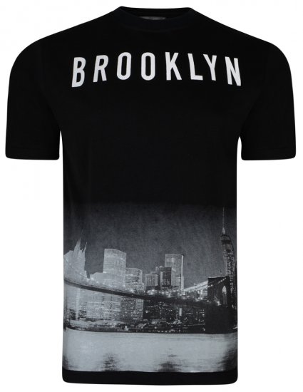 Kam Jeans 5229 Brooklyn T-shirt Black - Majice Kratkih Rukava - Muške Majice Kratkih Rukava Veliki Brojevi 