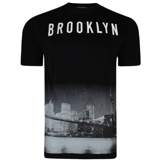 Kam Jeans 5229 Brooklyn T-shirt Black - Majice Kratkih Rukava - Muške Majice Kratkih Rukava Veliki Brojevi 