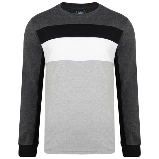 Kam Jeans 5240 Cut and Sew Long Sleeve T-shirt Grey - Majice Kratkih Rukava - Muške Majice Kratkih Rukava Veliki Brojevi 