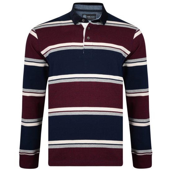 Kam Jeans 5242 Long Sleeve Polo Burgundy - Polo majice - Muške Polo Majice Veliki Brojevi