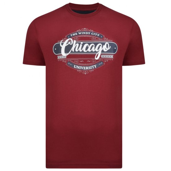 Kam Jeans 5253 T-shirt Burgundy - Majice Kratkih Rukava - Muške Majice Kratkih Rukava Veliki Brojevi 
