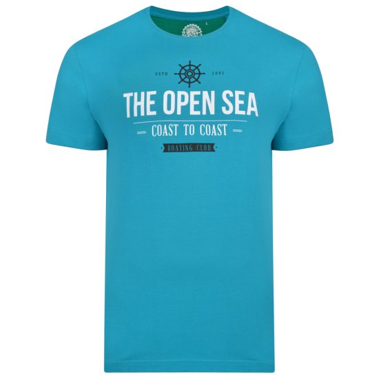 Kam Jeans 5254 Open Sea T-Shirt Light Blue - Majice Kratkih Rukava - Muške Majice Kratkih Rukava Veliki Brojevi 