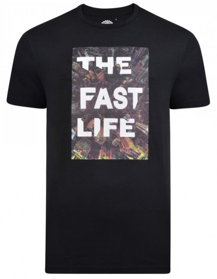Kam Jeans 5258 Fast Life T-Shirt Black - Majice Kratkih Rukava - Muške Majice Kratkih Rukava Veliki Brojevi 