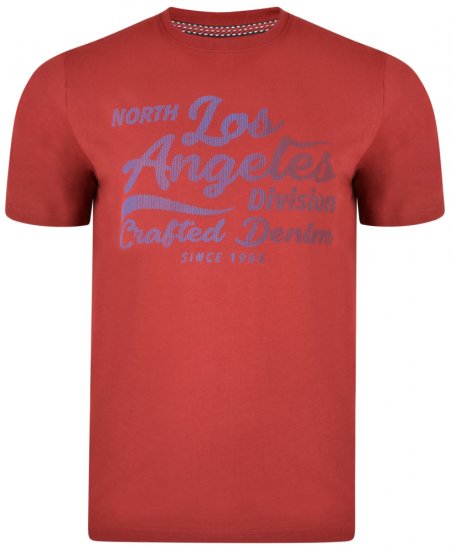 Kam Jeans 5302 T-shirt Burgundy - Majice Kratkih Rukava - Muške Majice Kratkih Rukava Veliki Brojevi 