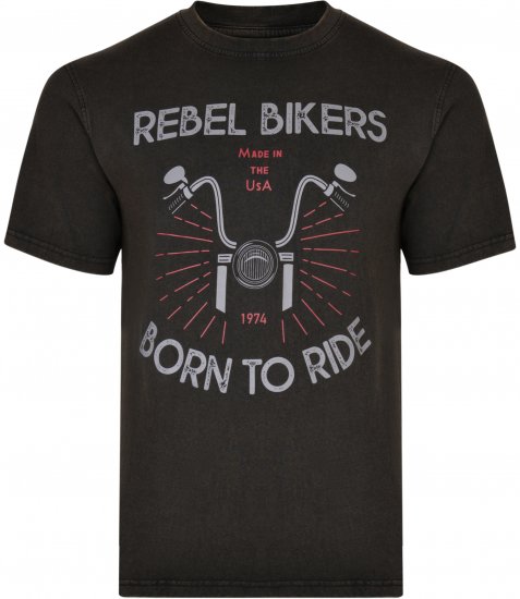 Kam Jeans 5319 Rebel Bikers T-shirt Black - Majice Kratkih Rukava - Muške Majice Kratkih Rukava Veliki Brojevi 