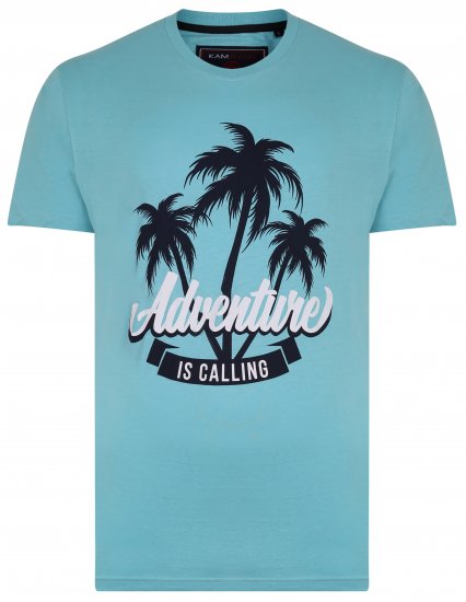 Kam Jeans 5332 Adventure T-Shirt Aqua - Majice Kratkih Rukava - Muške Majice Kratkih Rukava Veliki Brojevi 